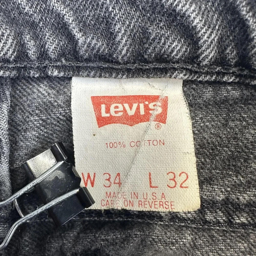 Vintage Levis 550 Jeans Mens 34x32 Black Tapered Leg Relaxed Fit Batwing USA 90s